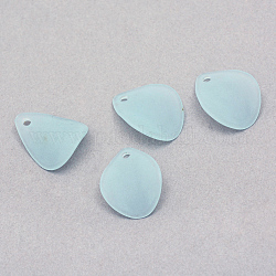 Transparent Acrylic Pendants, Frosted, Leaf, Pale Turquoise, 16x12.5x3.5mm, Hole: 1.5mm, about 2000pcs/500g