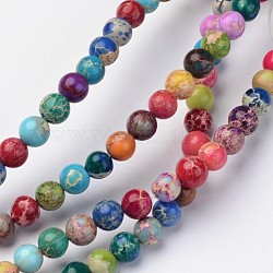 Fili di perle di diaspro imperiale naturale, tondo, tinto, colorato, 6mm, Foro: 1 mm, circa 62pcs/filo, 15 pollice.