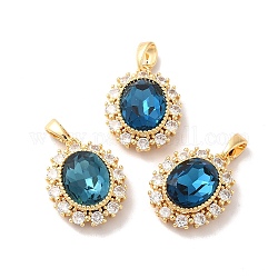 Brass Micro Pave Cubic Zirconia Pendants, Oval, Real 18K Gold Plated, 18x14.5x7mm, Hole: 3.6x2.2mm
