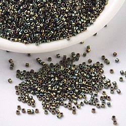 MIYUKI Delica Beads, Cylinder, Japanese Seed Beads, 11/0, (DB0024) Metallic Olive Green Iris, 1.3x1.6mm, Hole: 0.8mm, about 20000pcs/bag, 100g/bag