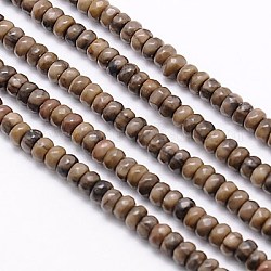 Chapelets de perles en bois pétrifié naturel, facette, rondelle, chameau, 4x2.5mm, Trou: 0.5mm