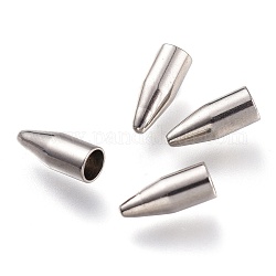 202ステンレススチールコードの端部キャップ  弾丸の形  ステンレス鋼色  9x3.5mm  穴：2.8mm
