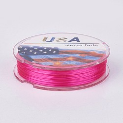Filo di cristallo elastico piatto, filo per perline elastico, per realizzare bracciali elastici, rosa intenso, 0.4mm, circa 16.4 iarde (15 m)/rotolo