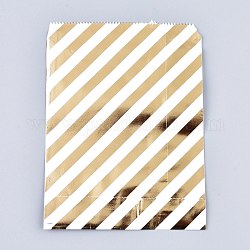 斜め縞模様の環境に優しい紙袋  ギフトバッグ  ショッピングバッグ  長方形  ゴールド  18x13x0.01cm