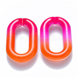 Anelli di collegamento in acrilico opaco bicolore, connettori a collegamento rapido, per la fabbricazione di catene portacavi, ovale, arancione scuro, 39x23.5x7mm, diametro interno: 25x10mm