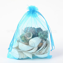 Bolsas de regalo de organza con cordón, bolsas de joyería, banquete de boda favor de navidad bolsas de regalo, cielo azul profundo, 18x13 cm