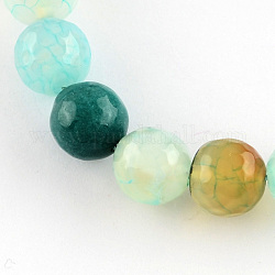 Dyed Natural Multi-Color Agate Beads Strands, Faceted Round, Teal, 10mm, Hole: 1mm, about 38pcs/strand, 14.5inch