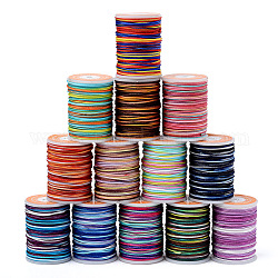 Segment Dyed Polyester Thread, Braided Cord, Mixed Color, 0.8mm, about 10.93 yards(10m)/roll