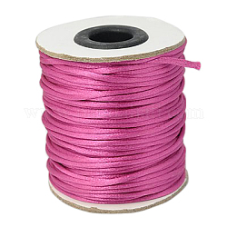 Corde de nylon, cordon de rattail satiné, pour la fabrication de bijoux en perles, nouage chinois, support violet rouge, 2mm, environ 50yards/rouleau (150pied/rouleau)