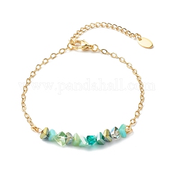 Bracelets de perles de verre galvanoplastie, avec placage ionique (ip) 304 chaînes porte-câbles en acier inoxydable, aigue-marine, 7-5/8 pouce (19.5 cm)