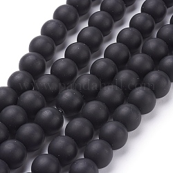 Синтетических черный камень бисер нитей, матовые, круглые, чёрные, 10 мм, отверстие : 0.8 мм, около 39 шт / нитка, 14.5~15 дюйм