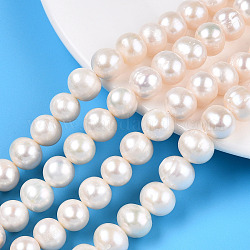 Natural Cultured Freshwater Pearl Beads Strands, Potato, Creamy White, 9~11mm, Hole: 0.6mm, about 41pcs/strand, 15.35~15.75 inch(39~40cm)