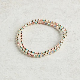 3-teiliges Set aus Stretch-Armbändern mit CCB- und Glasperlen für Damen, Runde und Spalte, Farbig, 6.50 Zoll (16.5 cm)
