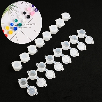 Kunststoff Farbtopfstreifen, 3ml 8 Töpfe Mini leere Farbbecher mit Deckel, für Kunsthandwerk Aquarellpigment, weiß, 22.8x5.7x1.5 cm