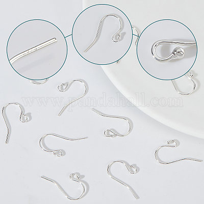 Craftdady 10Pcs Sterling Silver Pendant Clasp Earring Hooks 22mm Fish Hook  Ear Wires with Pinch Bails for Jewelry Making
