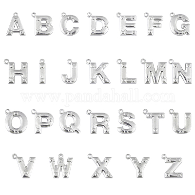 26pcs Stainless Steel A-Z Letter Alphabet Charm Beads for Bracelet Crafts Making 