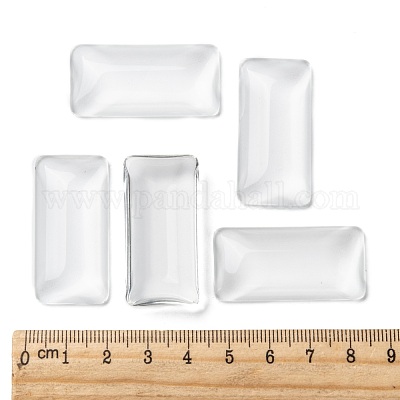 Cabochons de verre transparent de rectangle&nbsp;GGLA-R025-38x19-1