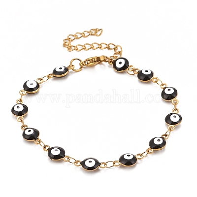 Stainless Steel Link Chain Bracelet with Black Plating