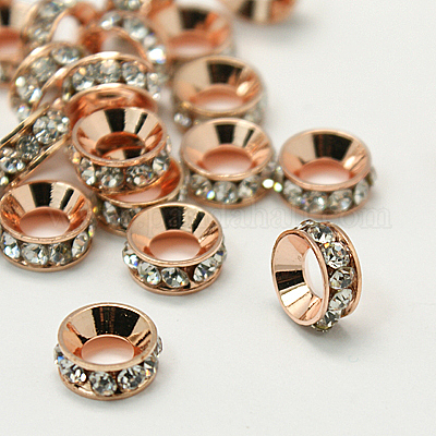 Messing Strass Zwischen perlen&nbsp;X-RB-A020-9mm-01RG-1
