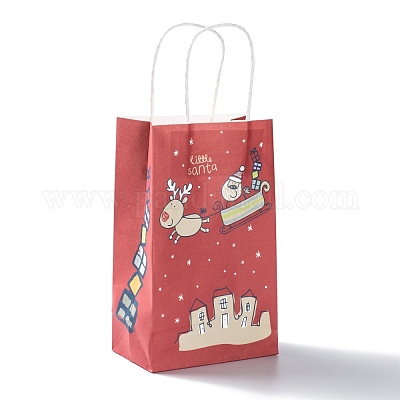 Bolsas de regalo papel kraft con navideño al por bisuterías - Es.Pandahall.com