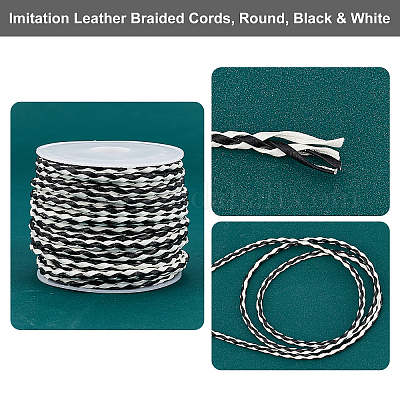 Cords Craft 3mm Braided Leather Cord for Jewelry Making, Round