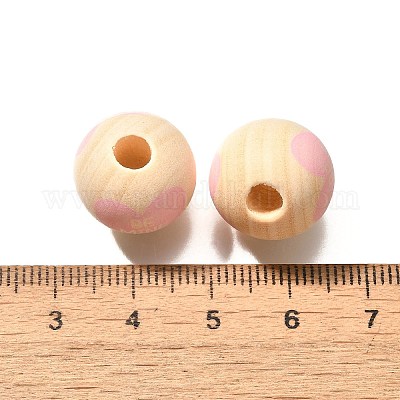 Perles en bois imprimées avec éléments de la Saint-Valentin&nbsp;WOOD-R002-01-36-1