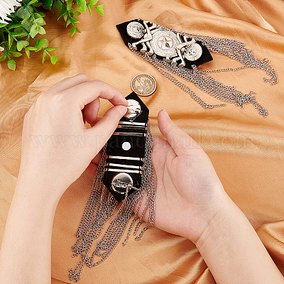 Wholesale FINGERINSPIRE 2 Pcs Shoulder Epaulets Tassel Shoulder Board Brooch Badge Sliver Fringe Shoulder Punk Blazer Shoulder Epaulet with Alloy Findings Brooch Pin Stage Shoulder for Costumes Jacket...