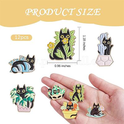  4 Pcs Cute Enamel Lapel Pins Sets Cartoon Animal Plant