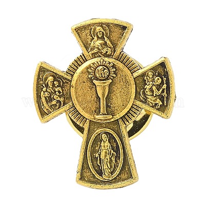 Kreuzlegierung schwarze Emaille-Anstecker Broschen&nbsp;LS-JEWB-M049-01AG-02-1
