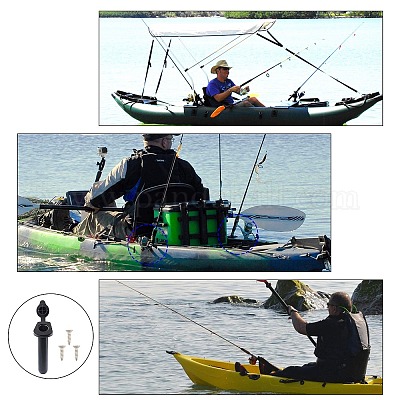 Kayak Deck Plastic Flush Mount Fishing Boat Rod Holders, with Cap Cover,  Black, 222x80x105mm