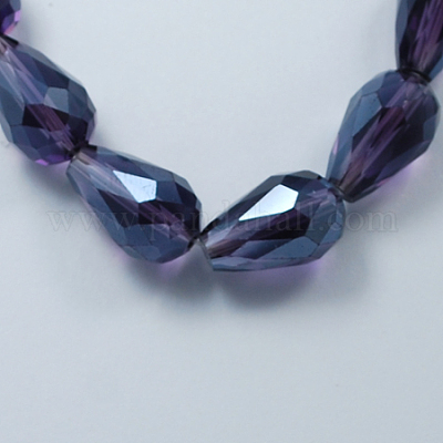 Chapelets de perles en verre électroplaqué&nbsp;EGLA-R008-11x8mm-15-1