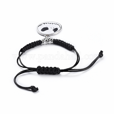 Silver Lockit Beads Bracelet, Silver and Black Polyester Cord