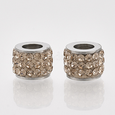 Wholesale 201 Stainless Steel Crystal Rhinestone Spacer Beads 