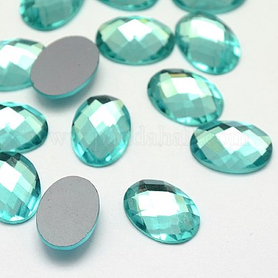 Verre facettes cabochons ovales&nbsp;GGLA-F008C-15-1