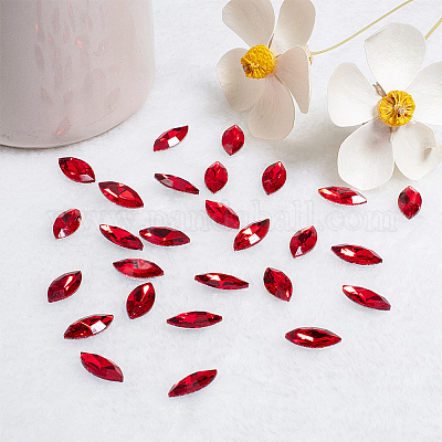 Cabochons en verre avec strass de dos avec point&nbsp;RGLA-OC0001-08E-1
