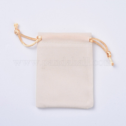 ビロードのパッキング袋  巾着袋  ホワイト  9.2~9.5x7~7.2cm TP-I002-7x9-02-1