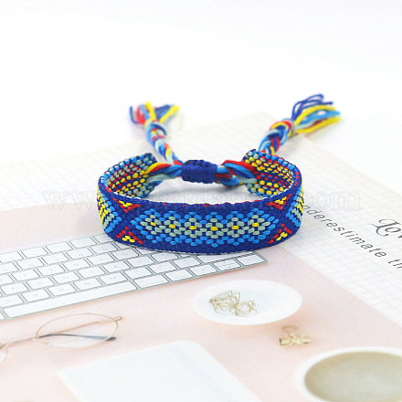 Bracelet cordon polyester tressé motif losange FIND-PW0013-004A-04-1