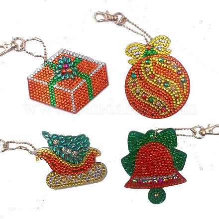 Weihnachtsthema-DIY-Diamantmalerei-Schlüsselanhänger-Set DRAW-PW0007-04-1