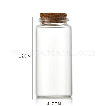 ガラス瓶  コルクプラグ付き  ウィッシングボトル  コラム  透明  4.7x12cm  容量：150ml（5.07fl.oz） CON-WH0085-73G-1
