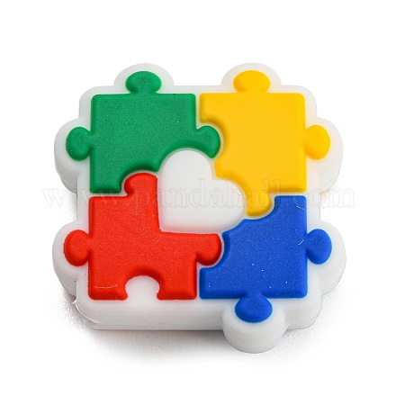 Puzzle Food Grade Eco-Friendly Silicone Focal Beads SIL-H005-01-1