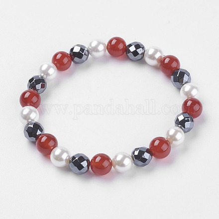 Bracelets extensibles avec perles en hématite synthétique BJEW-I241-26E-1