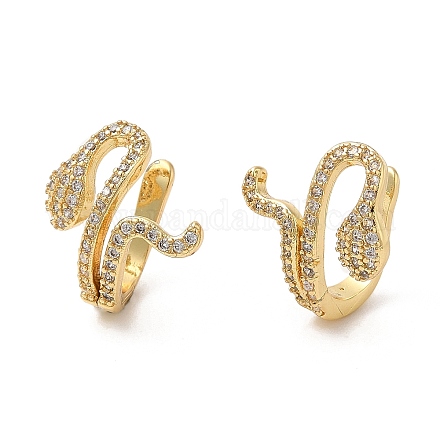 Rack Plating Brass Snake Cuff Earrings with Cubic Zirconia EJEW-D061-61G-1