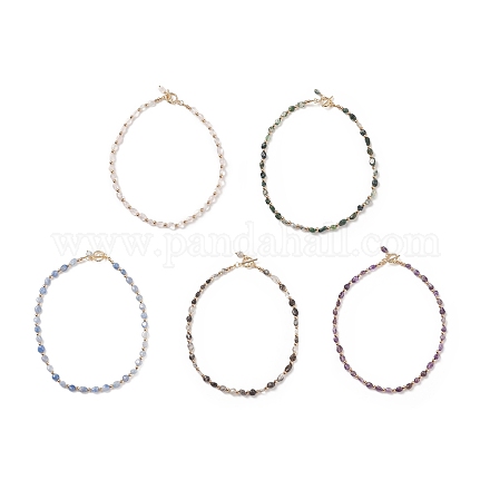 Collier de perles de pierres précieuses naturelles et de pépites d'hématite synthétique avec 304 fermoir en acier inoxydable pour femme NJEW-JN04115-1