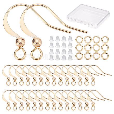CREATCABIN 50Pcs Real 18K Gold Plated Brass Horizontal Loop French Earring Hooks KK-CN0001-81-1