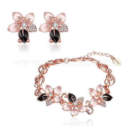 Tin Alloy Flower Jewelry Sets SJEW-BB17998-1