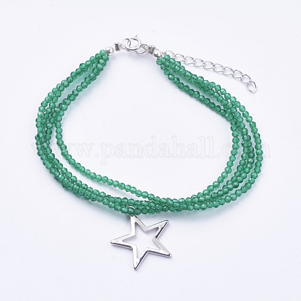 Synthetic Gemstone Imitation Emerald Multi-strand Bracelets BJEW-I247-08-C-1