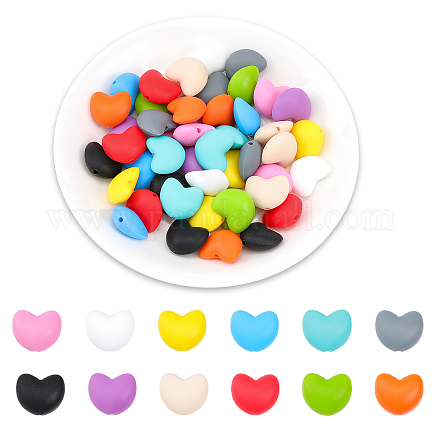 Chgcraft – perles en silicone en forme de cœur SIL-CA0001-43-1