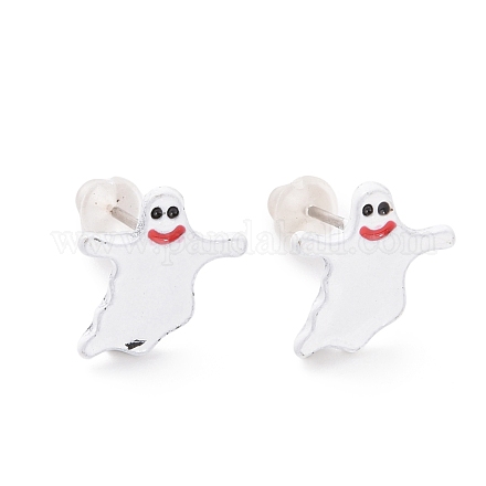 Alloy Ghost Stud Earrings with Steel Pin EJEW-E143-10-1