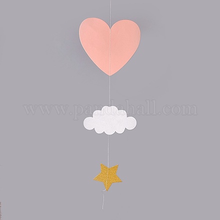 Finestra della scuola materna che appende gli ornamenti della nuvola del cuore di carta 3d HJEW-WH0002-02-1