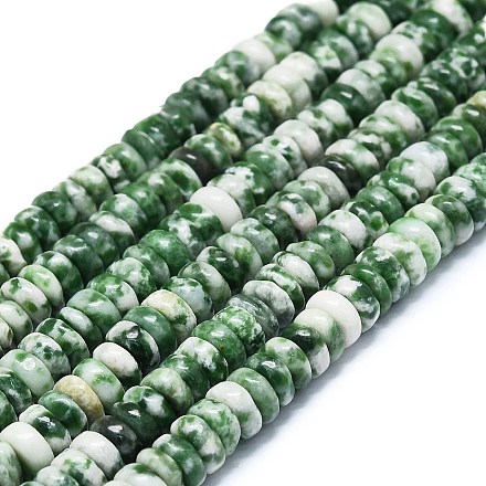Fili di perle di diaspro spot verde naturale G-K245-B15-02-1
